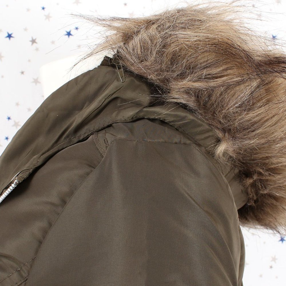 Olive Faux Fur Hooded Sherpa Lined Jacket - Picture 8 of 11
